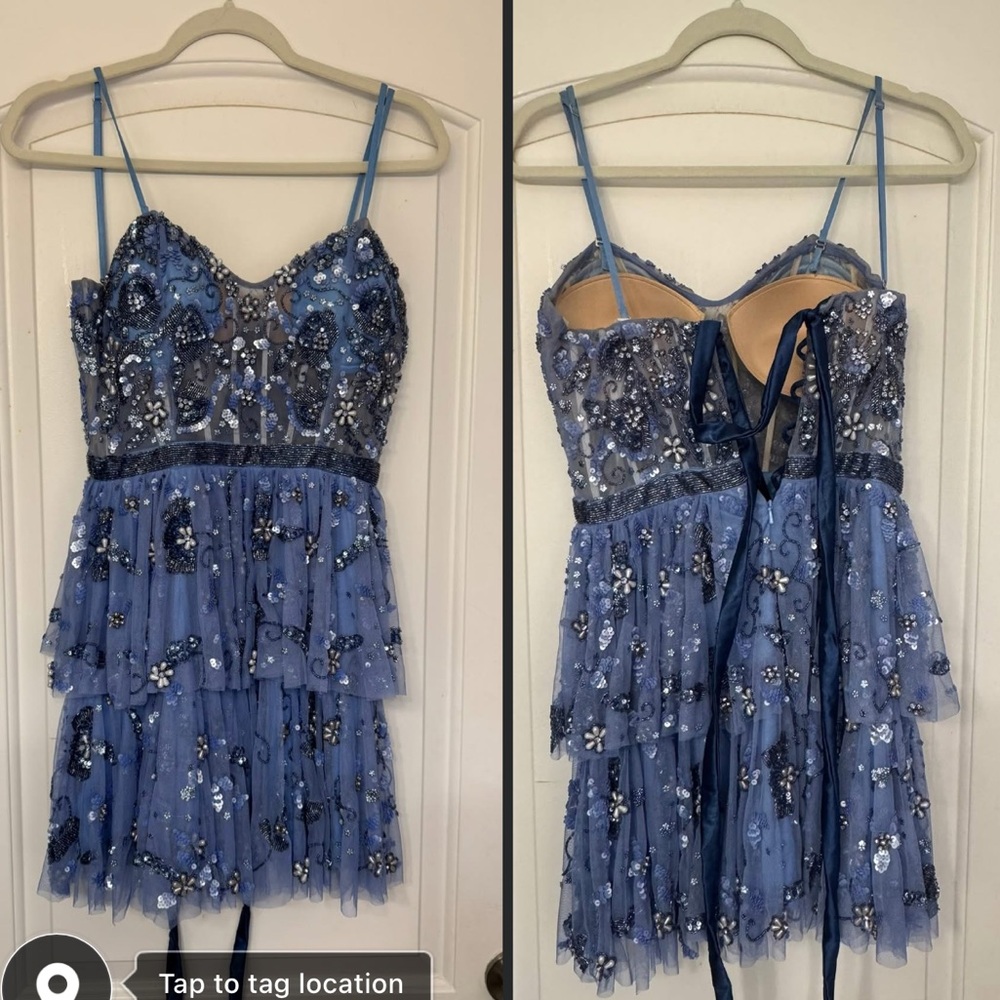 Elegant Blue Sequin Dress